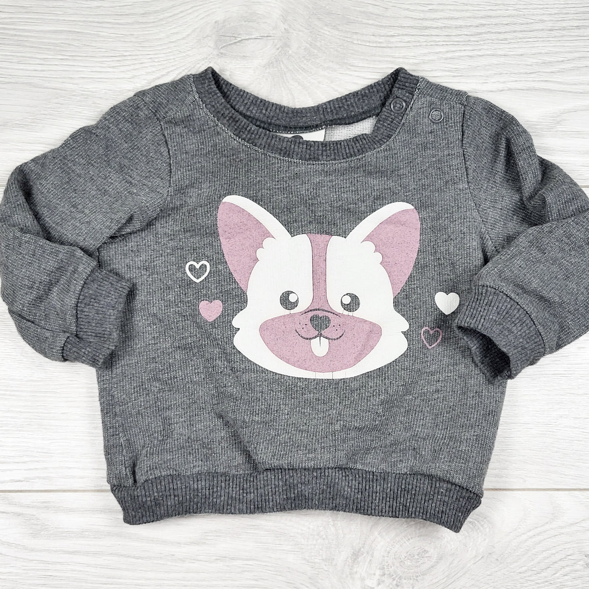 Offcorss grey sweatshirt with dog. Size 6-9 months
