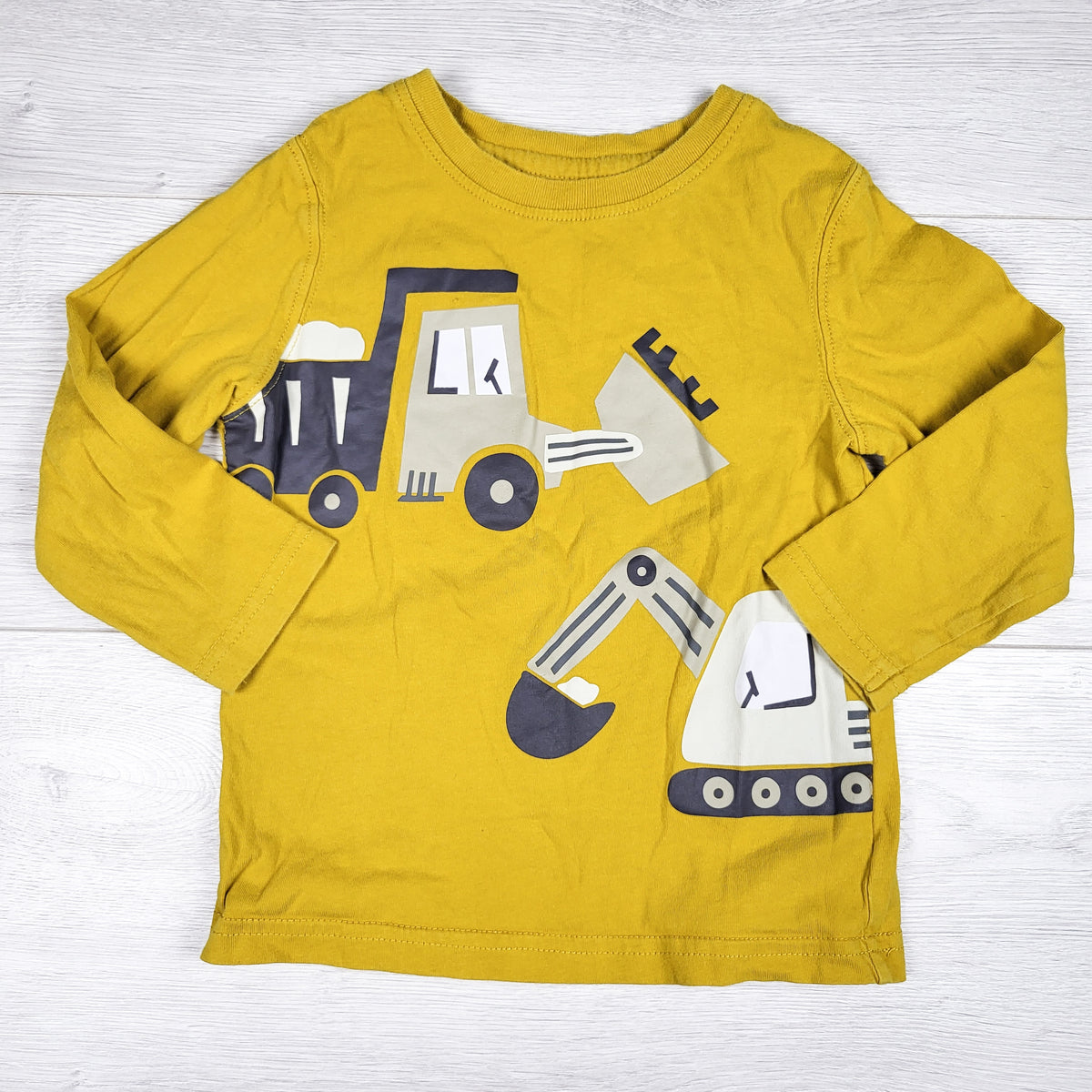 George yellow long sleeve top with construction vehicles. Size 3T