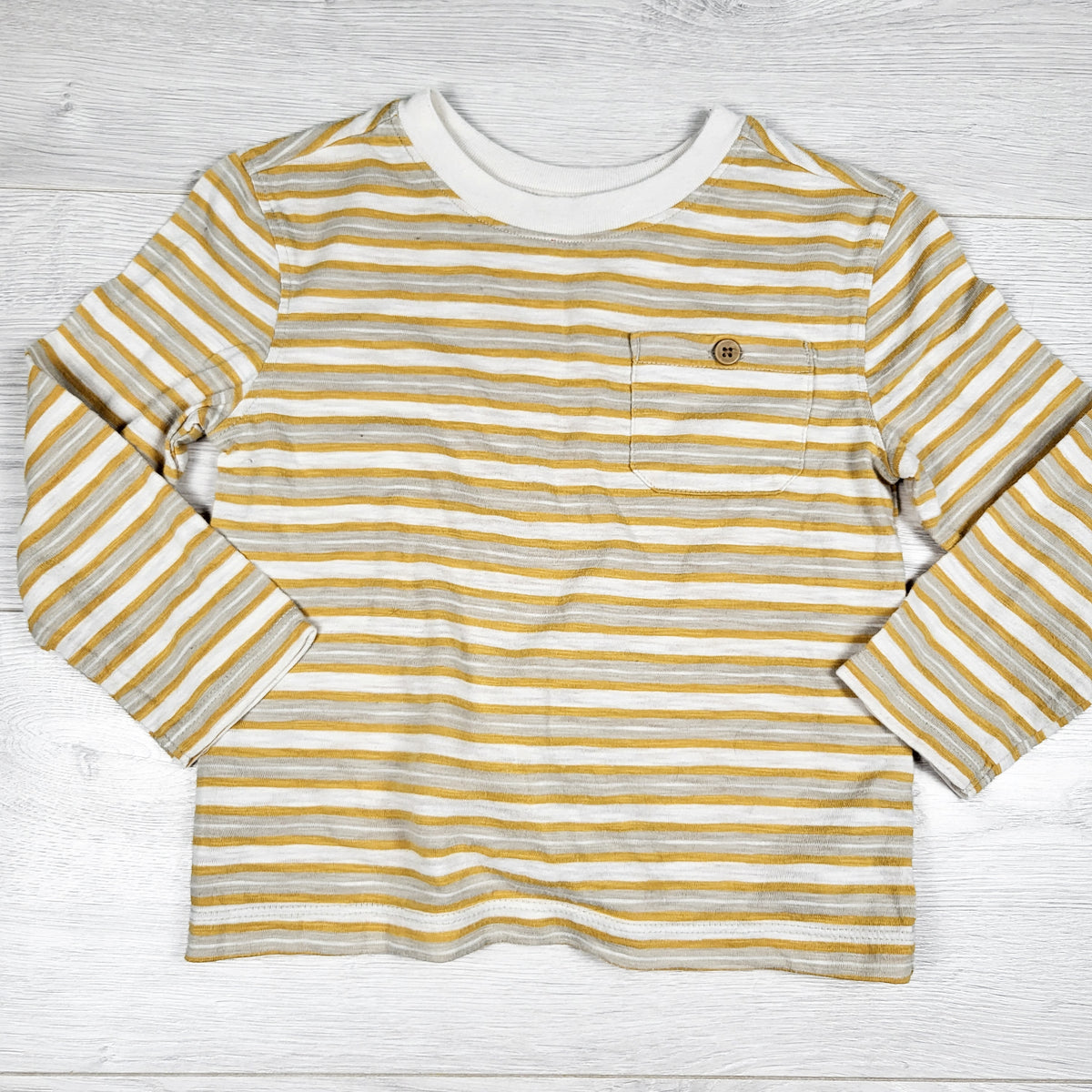 Old Navy yellow striped long sleeve top. Size 3T