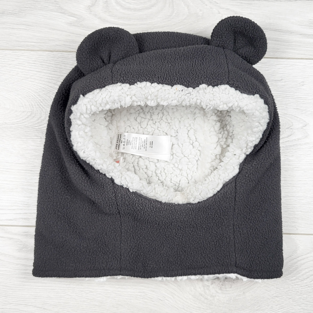 Joe Fresh grey fleece bear ear balaclava. Size 2/3T