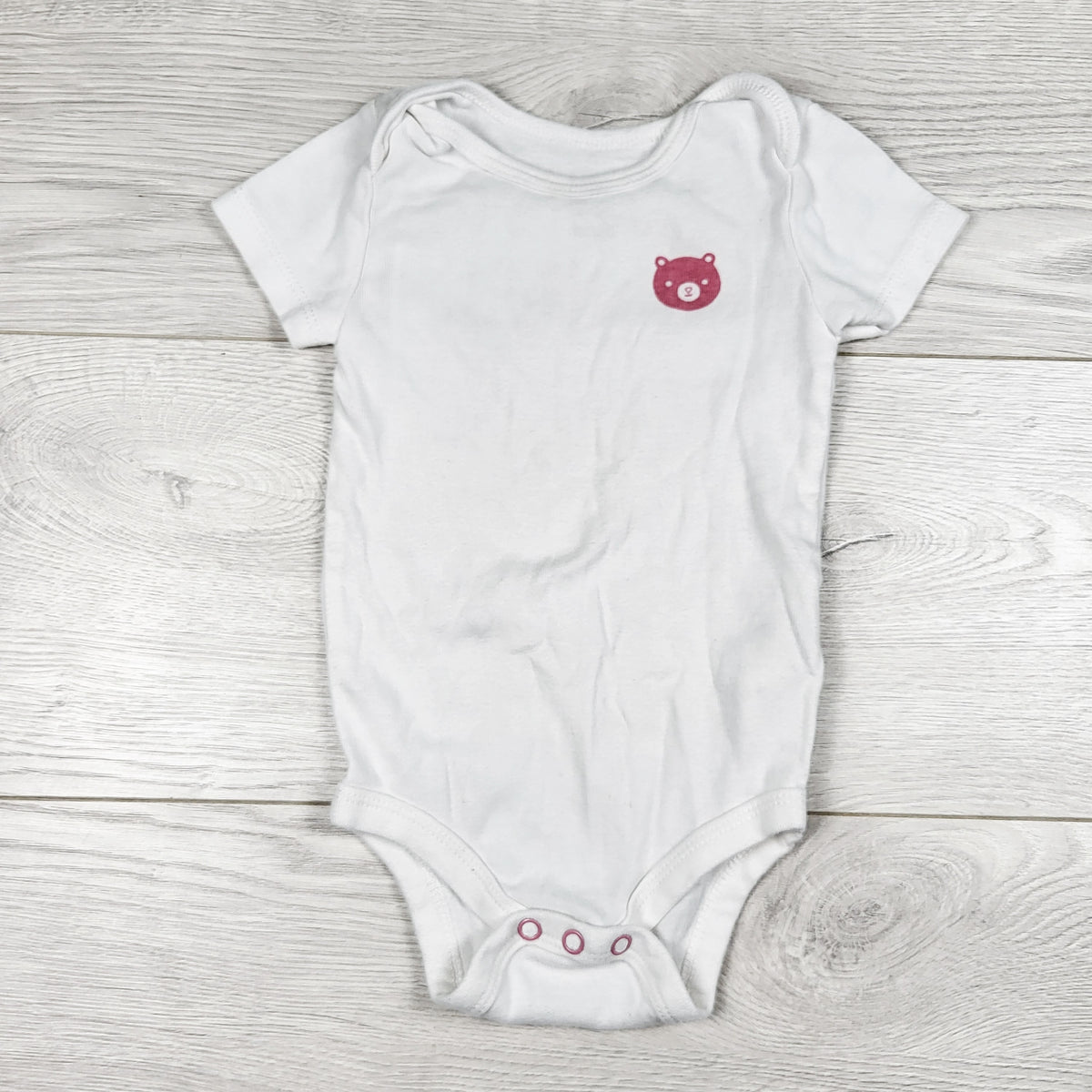 Joe white bodysuit with bear. Size 6-9 months