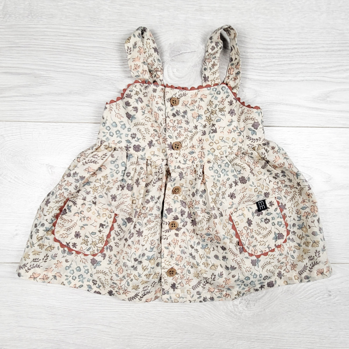 Modern Moments beige floral print dress. Size 3-6 months