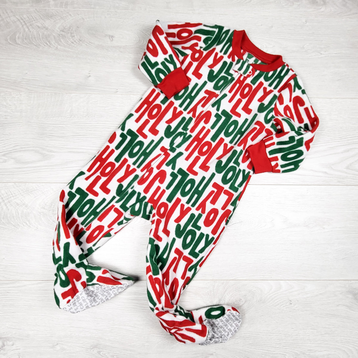 Carters zippered fleece "Holly Jolly" sleeper. Size 18 months