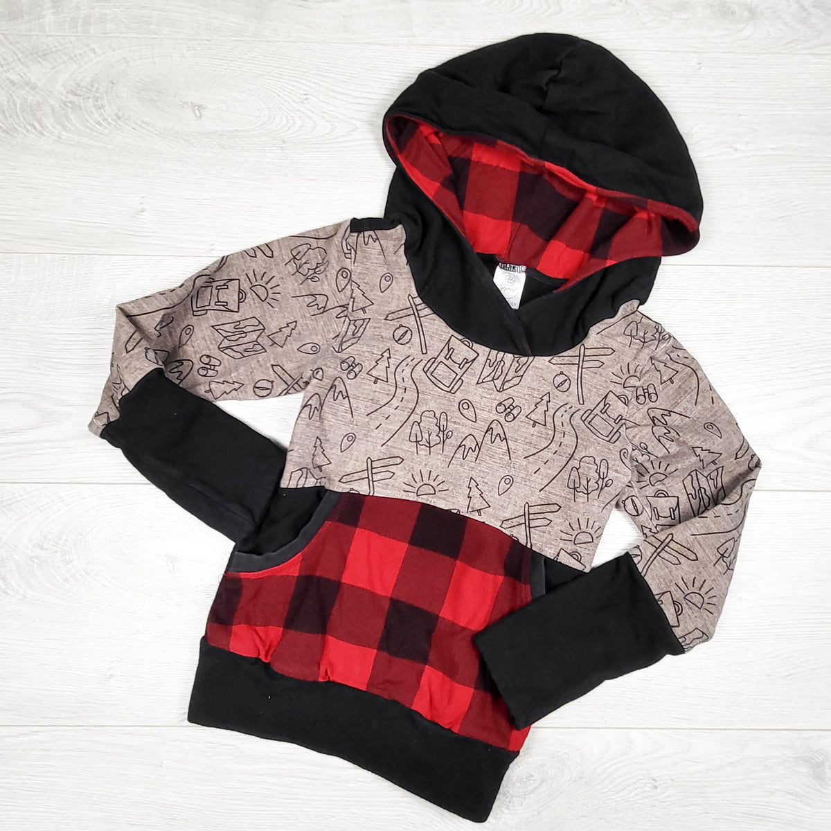 Teddy Little Apparel handmade pullover hoodie. Size 3-6 Years