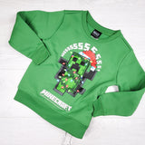 Green light-up Minecraft sweatshirt. Size 4/5T - AS IS