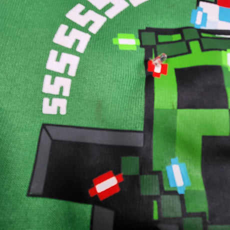 Green light-up Minecraft sweatshirt. Size 4/5T - AS IS