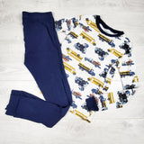 Carters white and navy 2pc PJs with vehicles. Size 12- AS IS