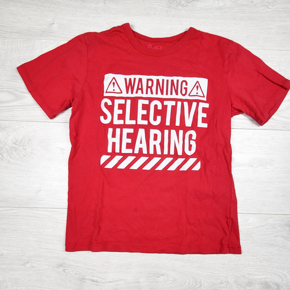 Children's Place red "Selective Hearing" t-shirt. Size 7/8
