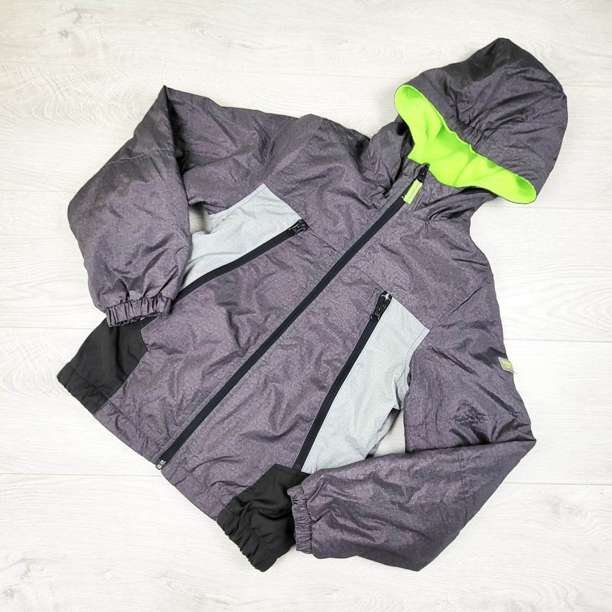 OshKosh Grey Hooded Multi-Season Jacket. Size 8