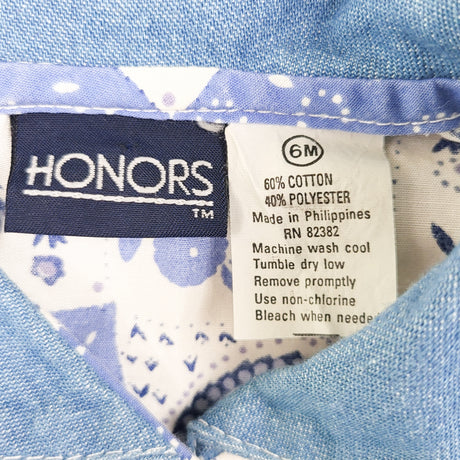 Vintage Honors brand paisley patterned bubble dress with denim accents. Size 6 months