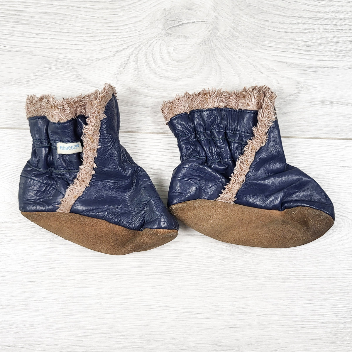 Robeez navy leather booties. Size 12-18 months