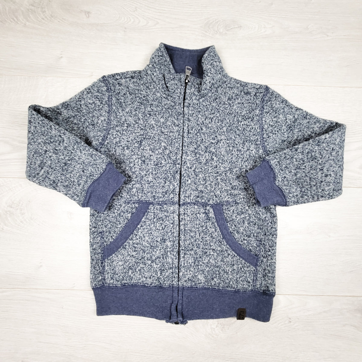 Cherokee heathered blue knit zip up jacket. Size 4/5T