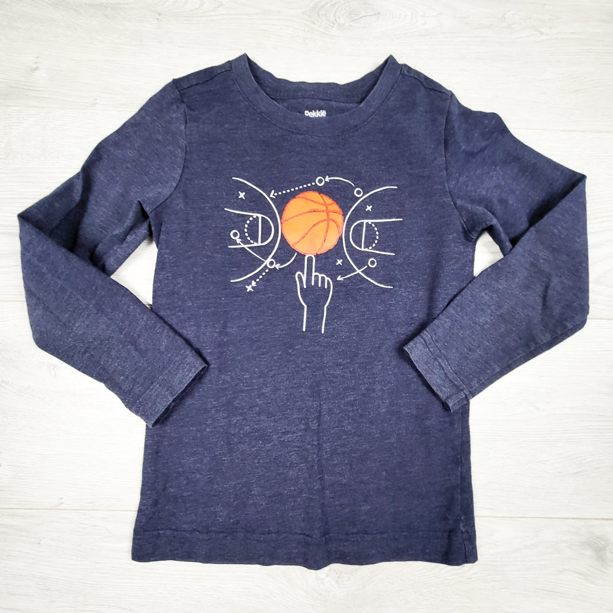 Pekkle blue long sleeve shirt with basketball. Size 6