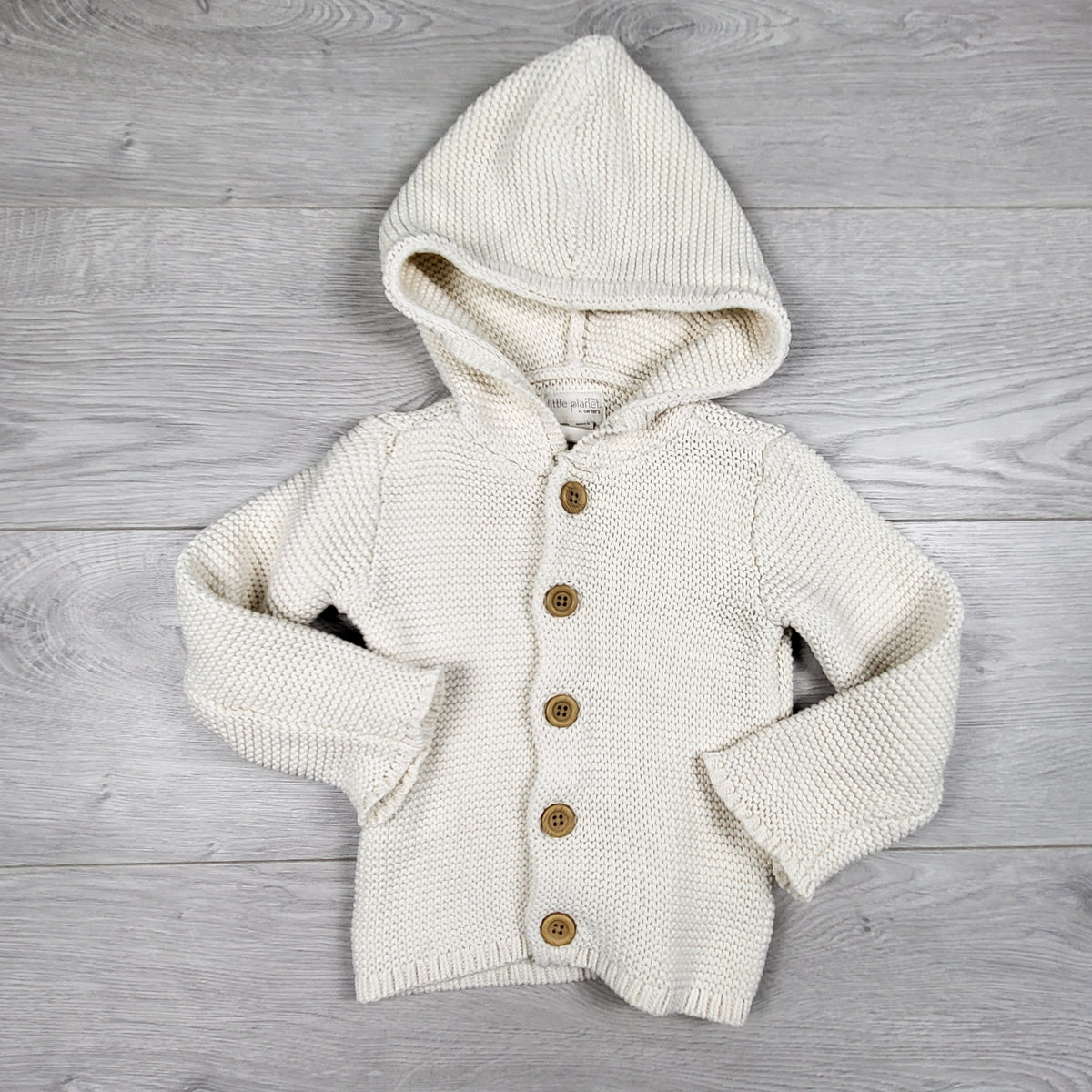 Little Planet cream coloured hooded sweater. Size 24 months
