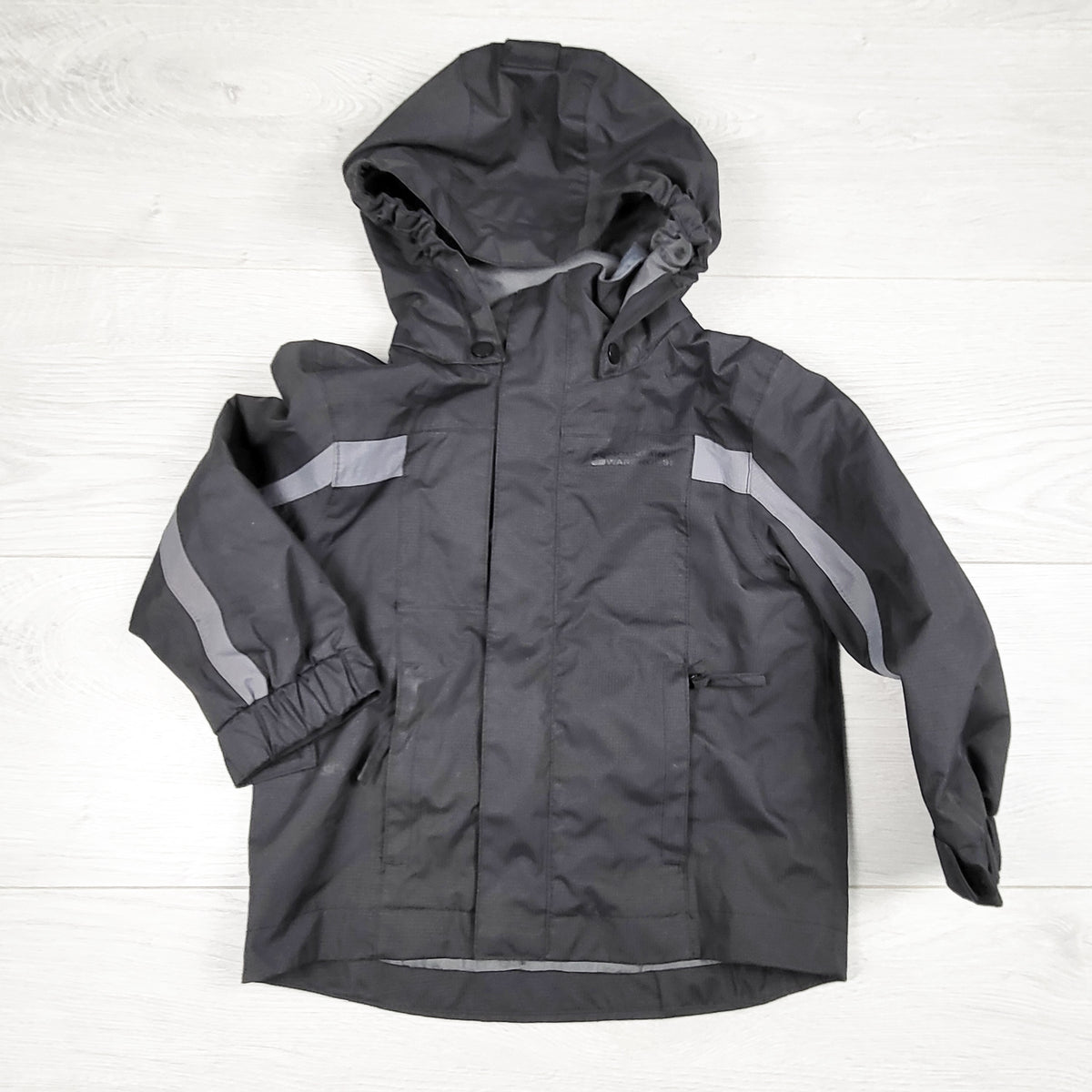 Mountain Warehouse black hooded rain jacket. Size 2/3T