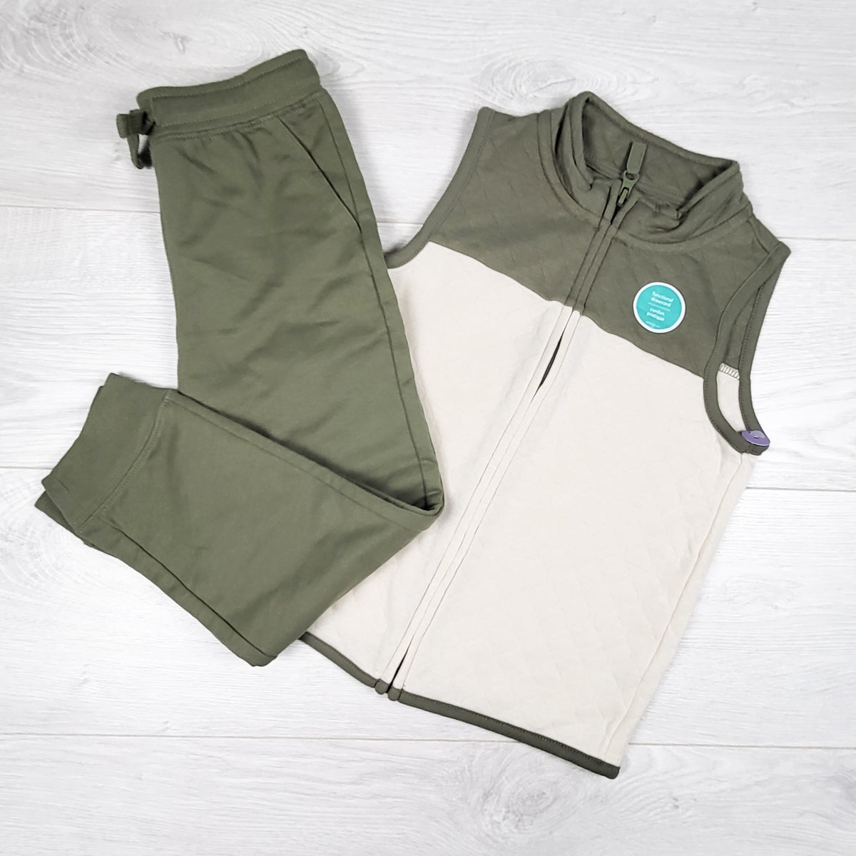 NEW - Child of Mine cream and green 2pc set. Size 5T