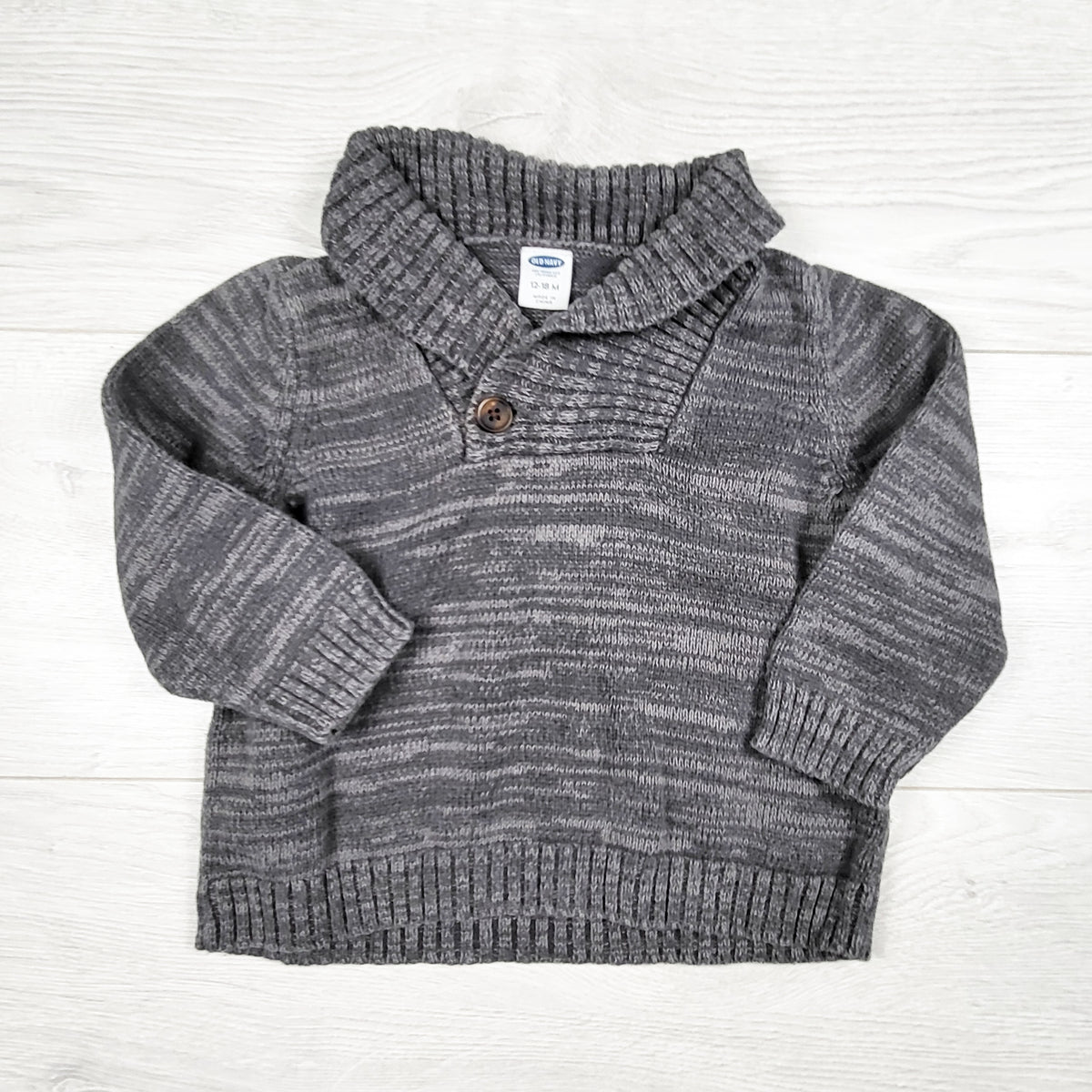 Old Navy heathered grey sweater. Size 12-18 months