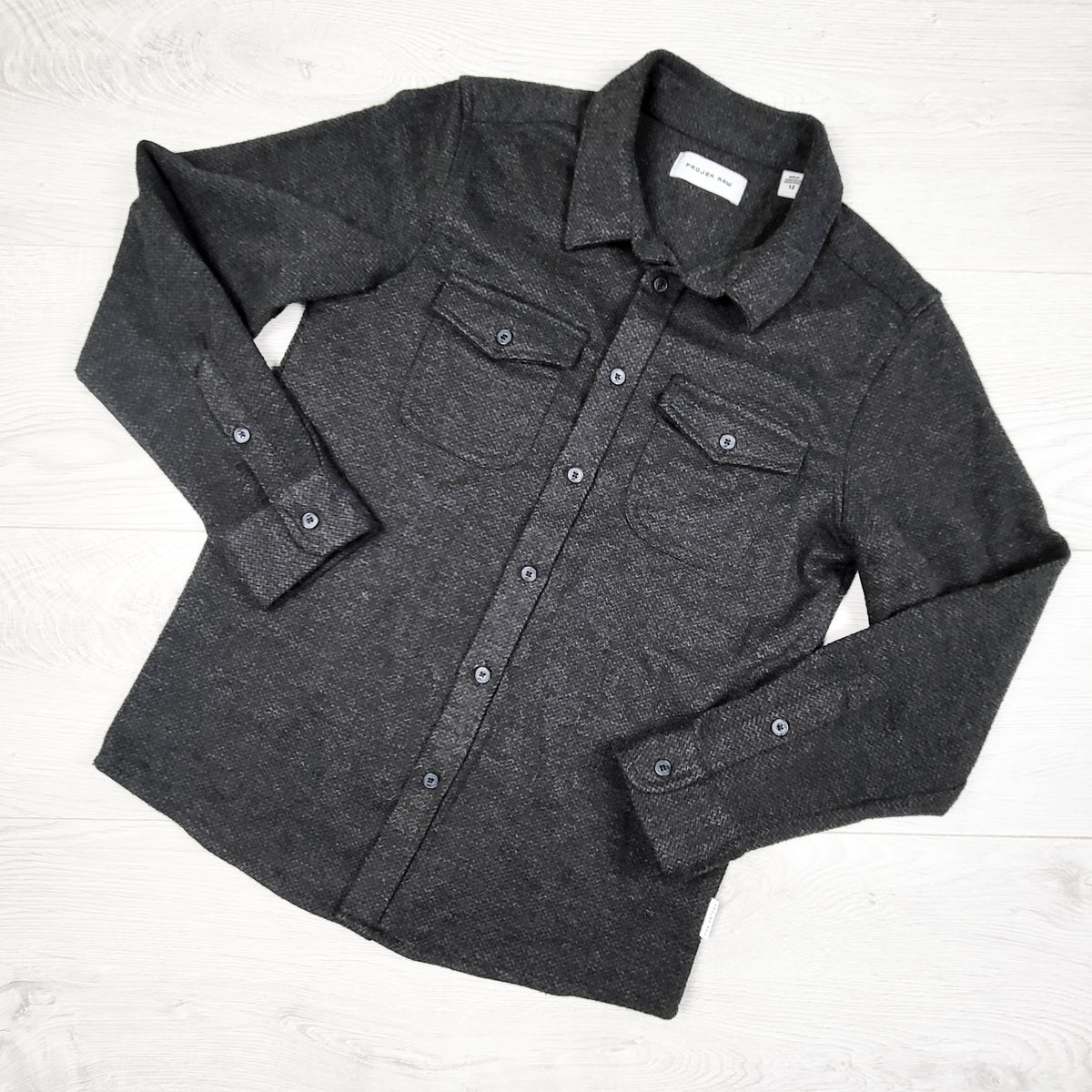 Projek Raw Grey Long Sleeve Knit Flannel Shirt / Overshirt - Size 12