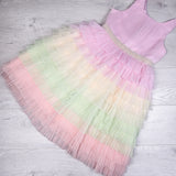 American Princess Pastel Rainbow tiered special occasion dress - Size 12