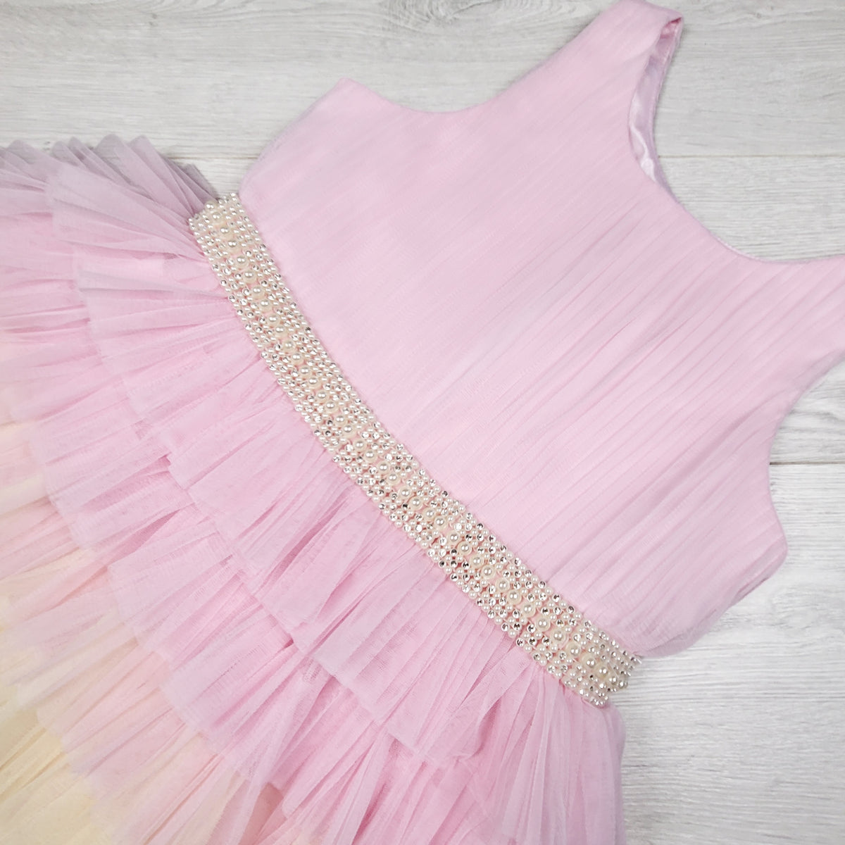 American Princess Pastel Rainbow tiered special occasion dress - Size 12