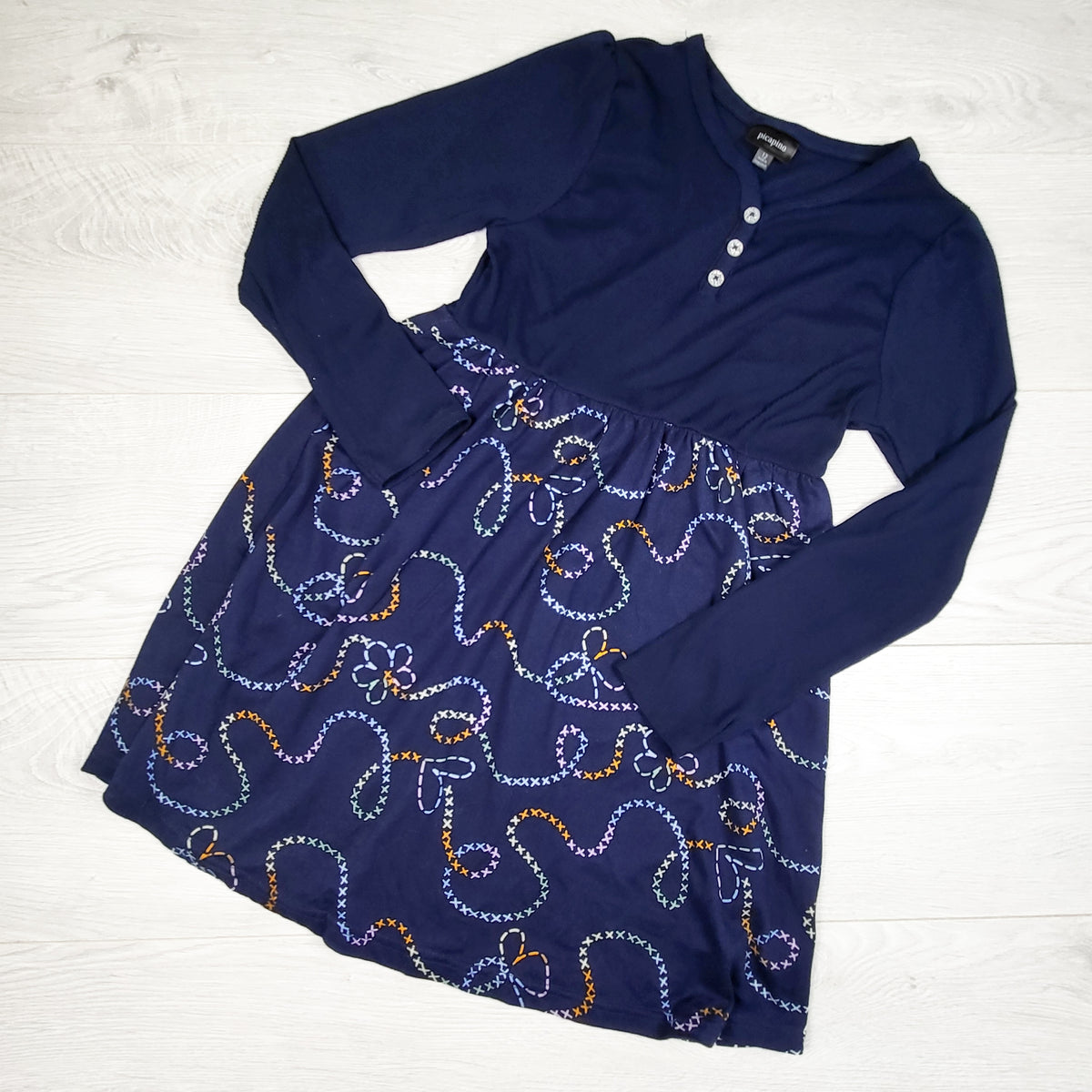 Picapino navy ribbed dress - Size 12