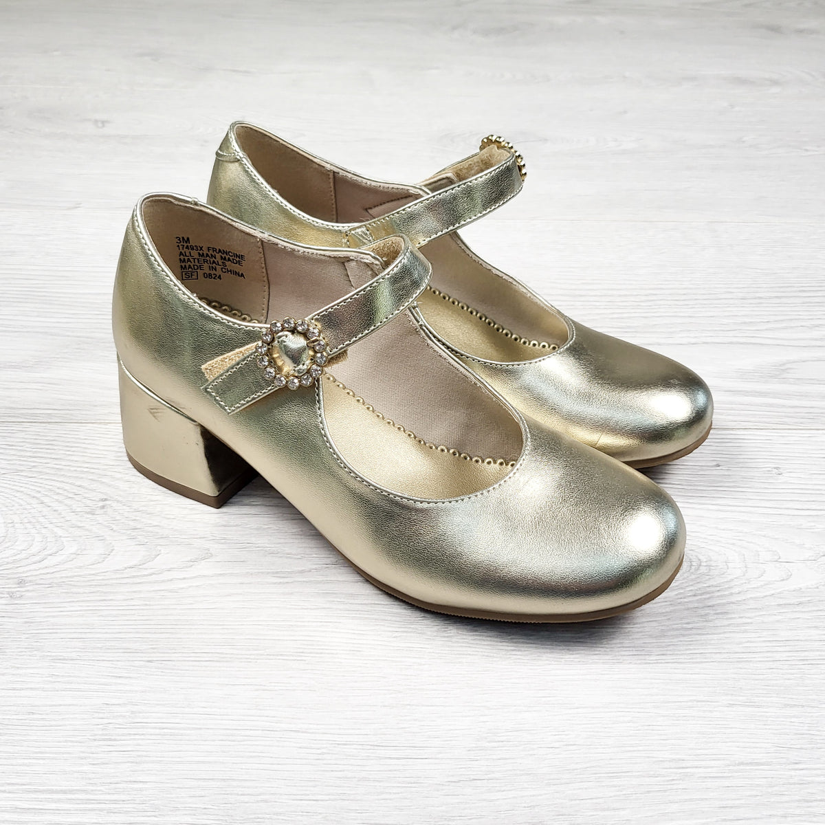 Rachel Shoes Gold Block Heel Shoes - Youth size 3