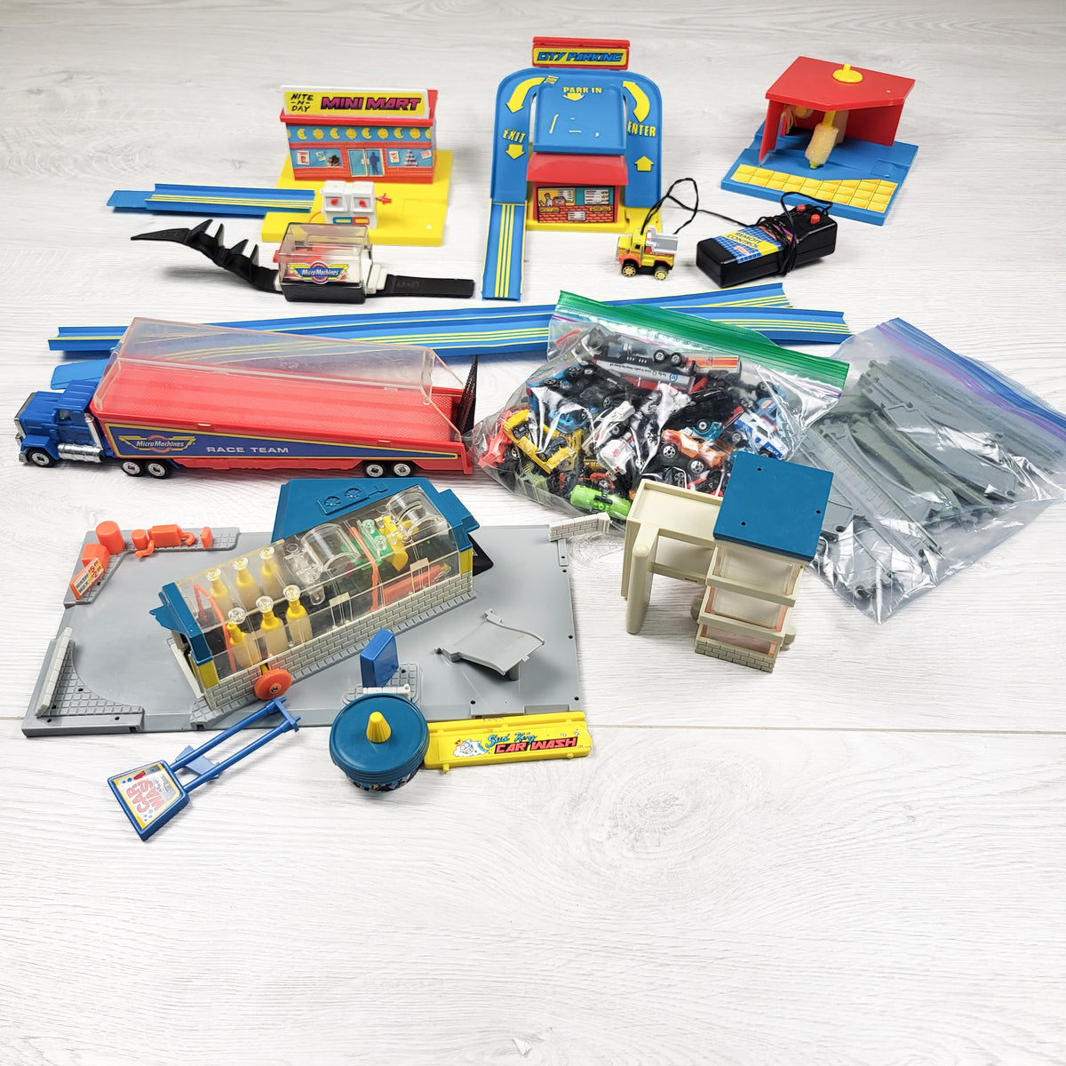Vintage Micro Machines Playset, Track, and Vehicle Bundle