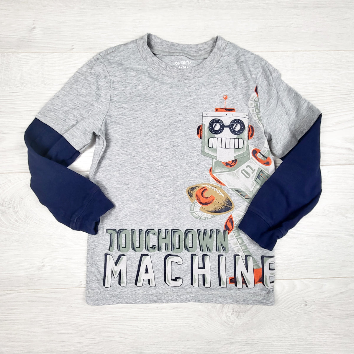 Carters grey "Touchdown Machine" long sleeve top - Size 4T