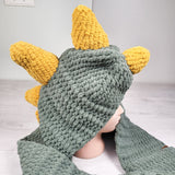 Ky's Cozy Creations handmade 3D Dinosaur Scarf Hat