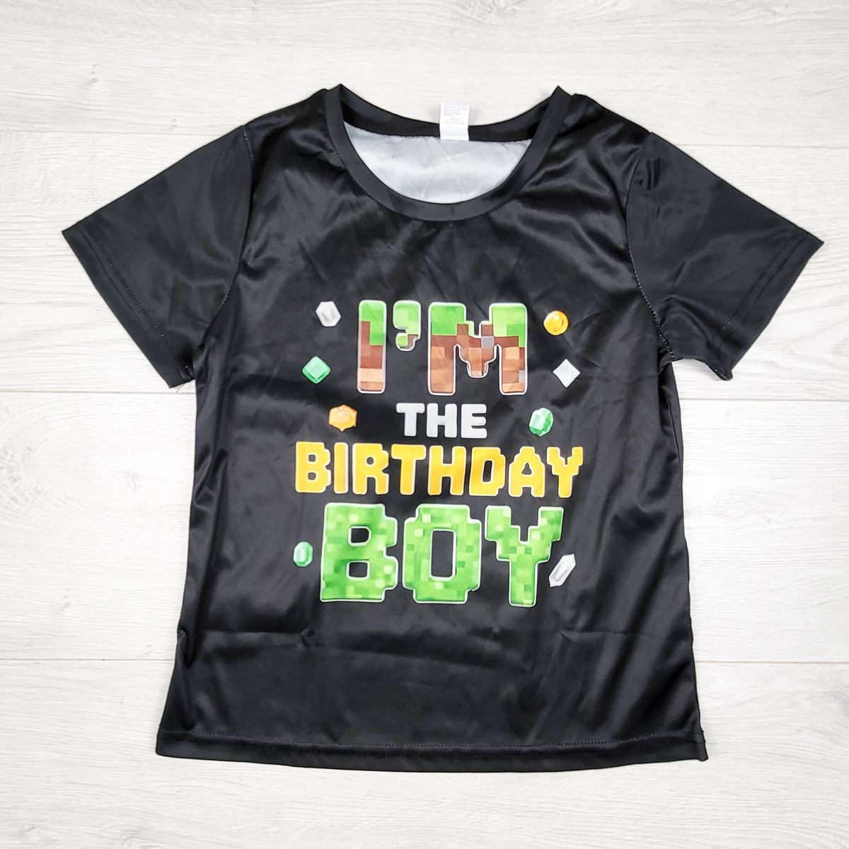 Black Unofficial Minecraft "I'm the Birthday Boy" t-shirt - Size 7/8