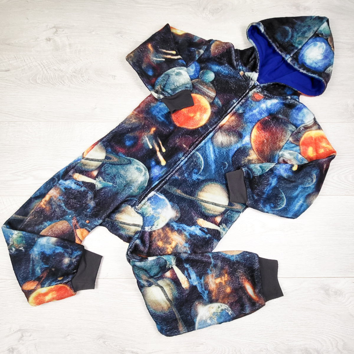 Children's Place plush space themed hooded onesie - Size 5/6