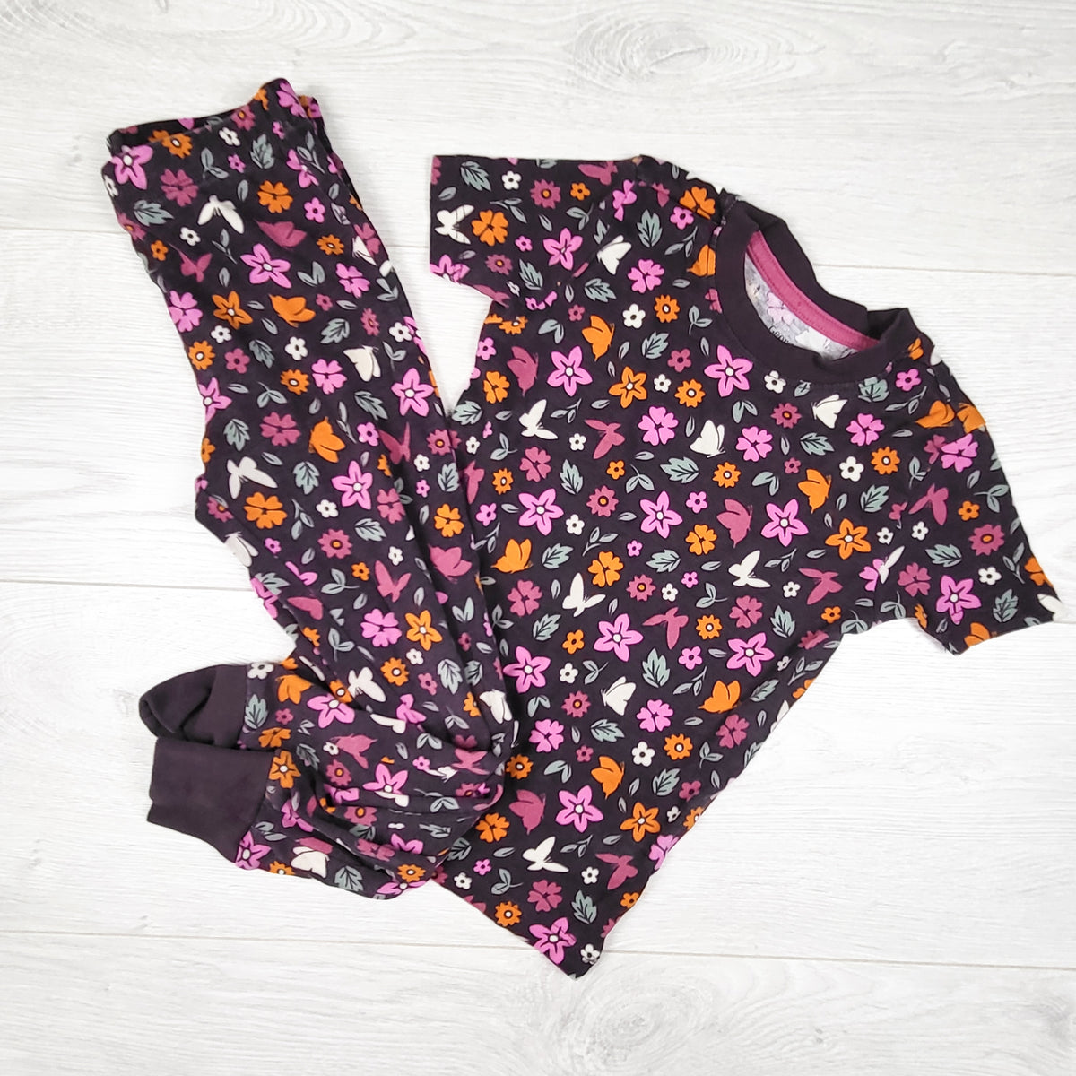 George purple plum floral print 2pc PJs - Size 4/5T