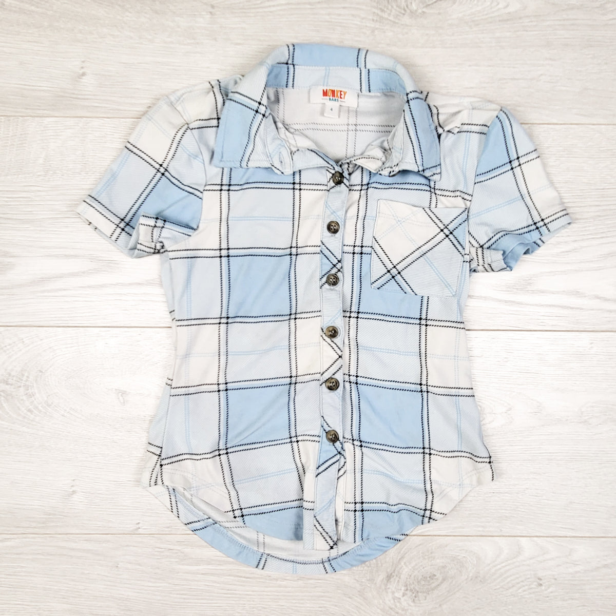 Monkey Bars blue plaid soft button down shirt - Size 4T