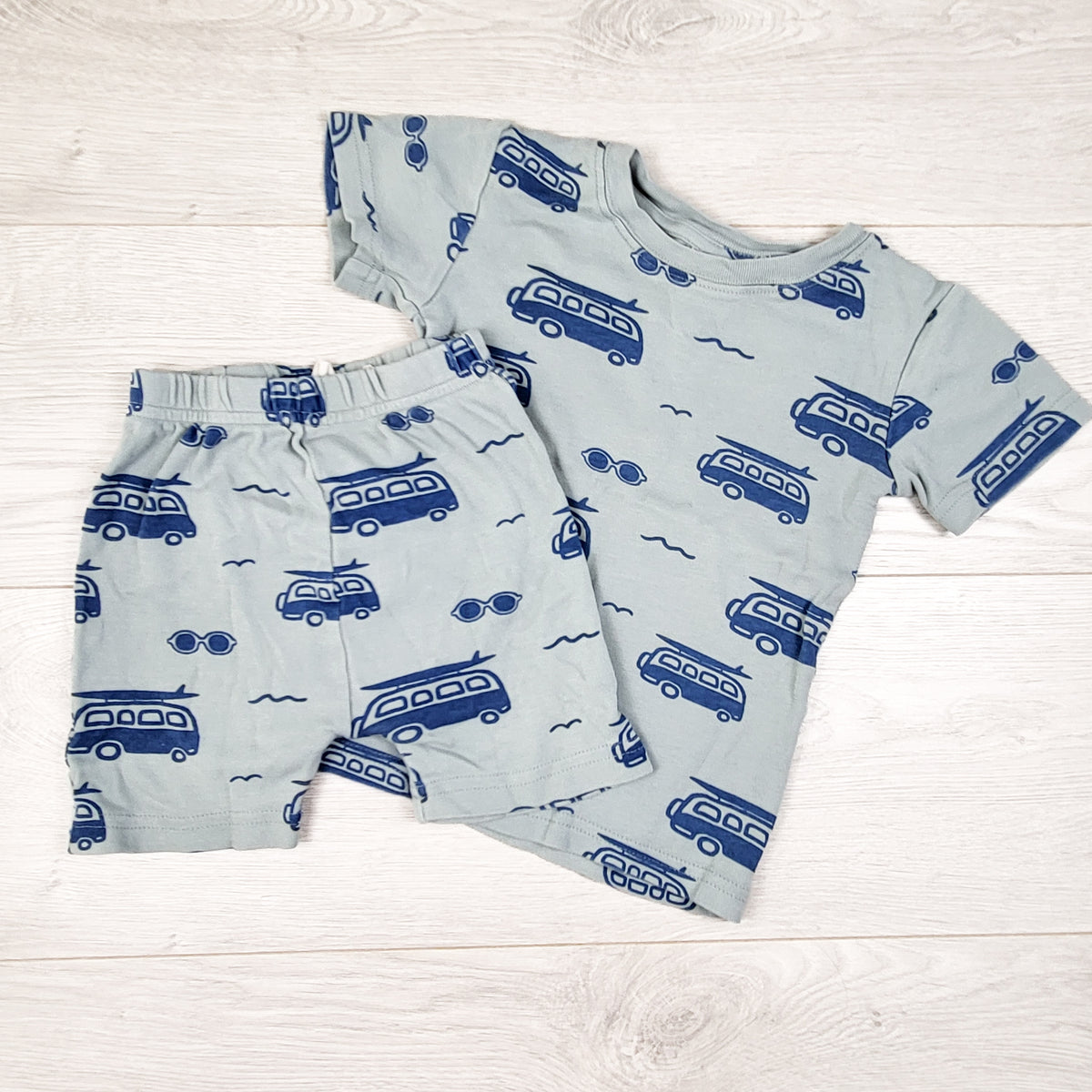 Parade Organics blue 2pc organic cotton PJs with vans - Size 2T - AS IS