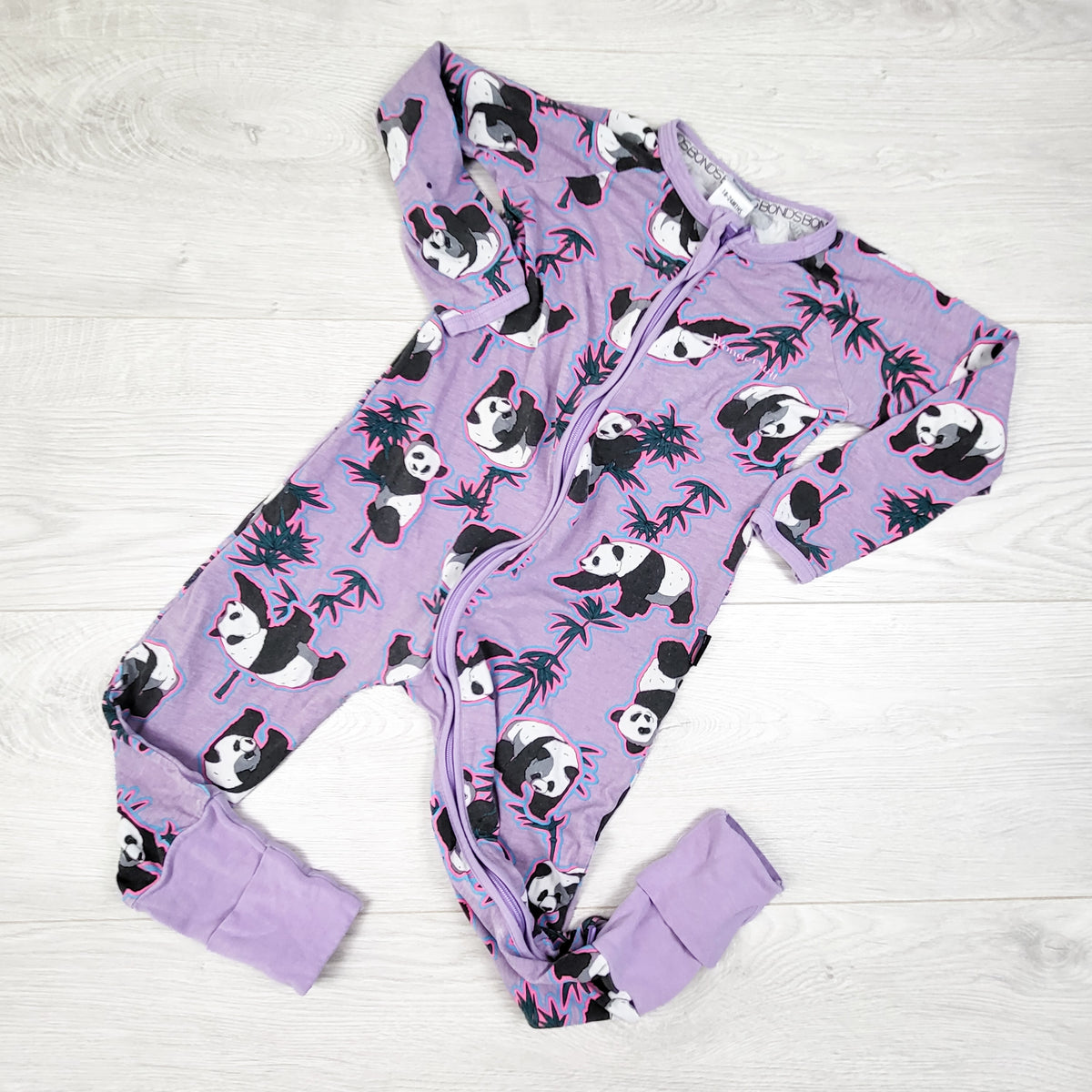 Bonds purple panda print zippered Wondersuit sleeper - Size 18 to 24 months