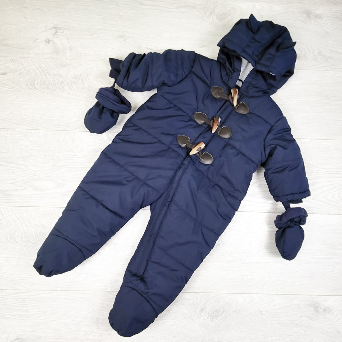 Children's Place navy fleece lined one piece snowsuit - Size 3 to 6 months