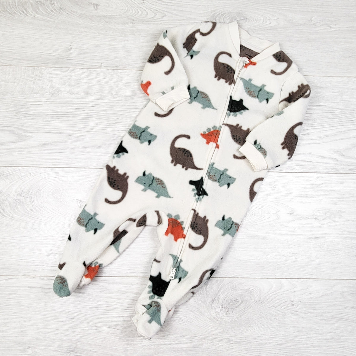 George white zippered fleece dinosaur print sleeper - Size 3 to 6 months