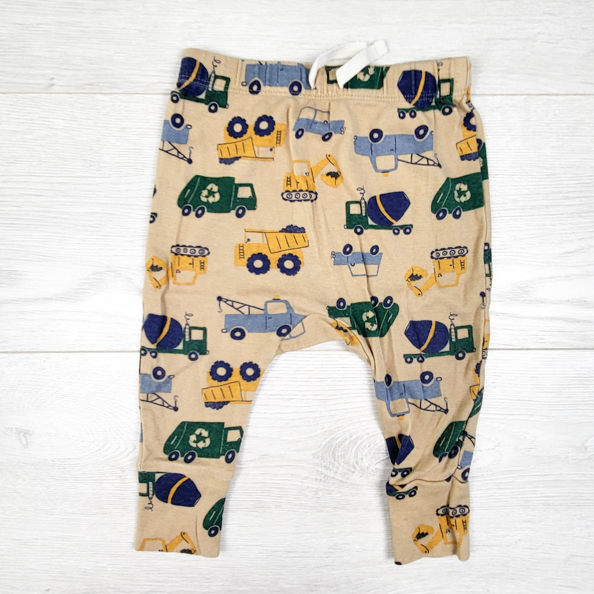Joe Fresh beige pants with city vehicles - Size 3 to 6 months