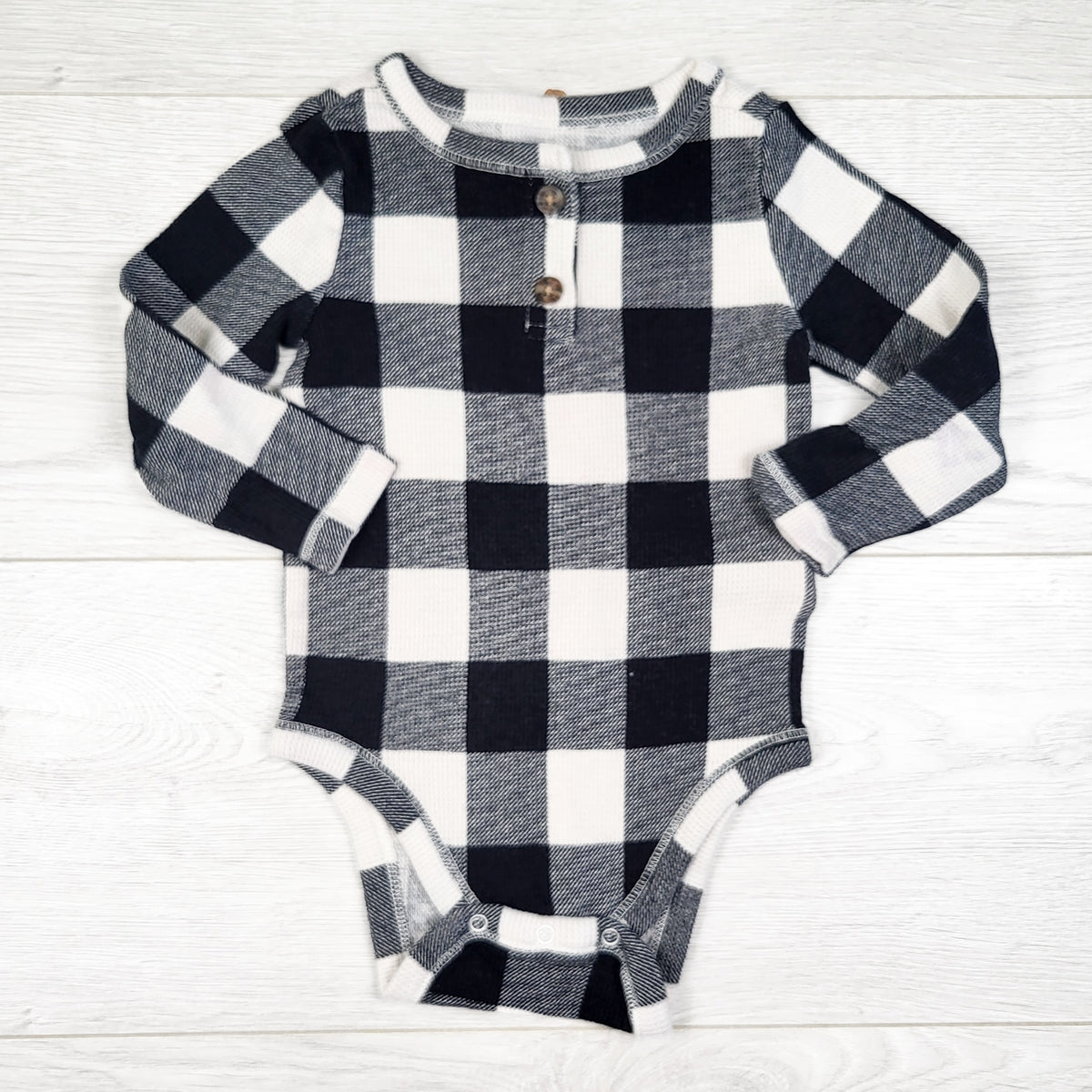 Old Navy buffalo plaid waffle knit bodysuit - Size 6 to 12 months