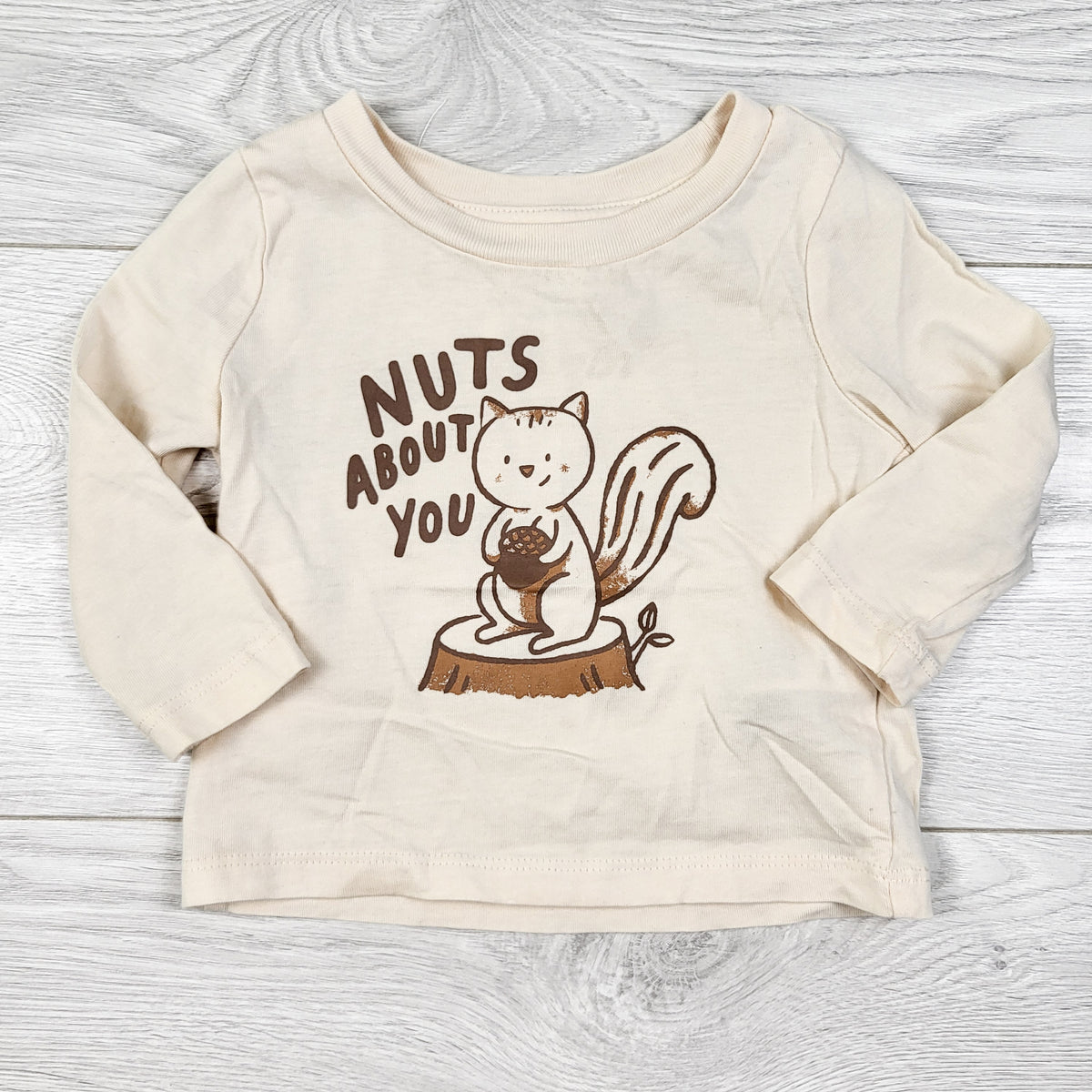 Joe beige "Nuts About You" long sleeve top - Size 3 to 6 months