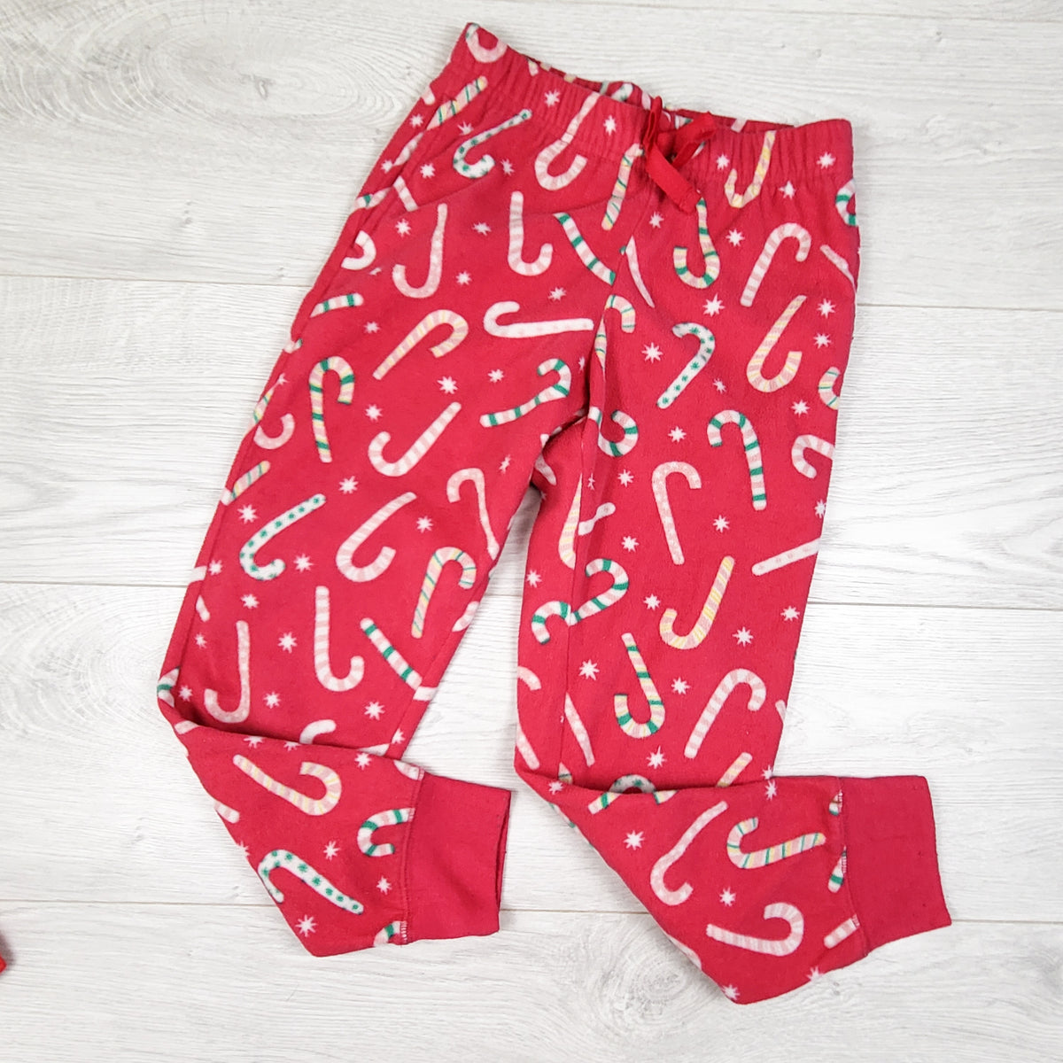 Old Navy pink fleece PJ pants with candy canes - Size 6/7