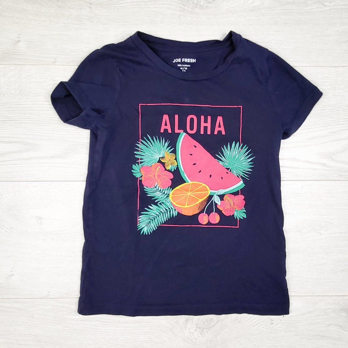 Joe Fresh navy "Aloha" t-shirt - Size 7/8