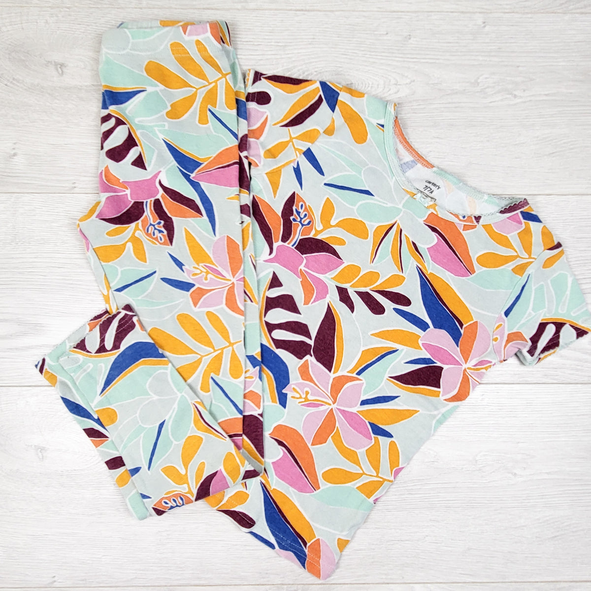 Carters mint floral print 2pc PJs - Size 7