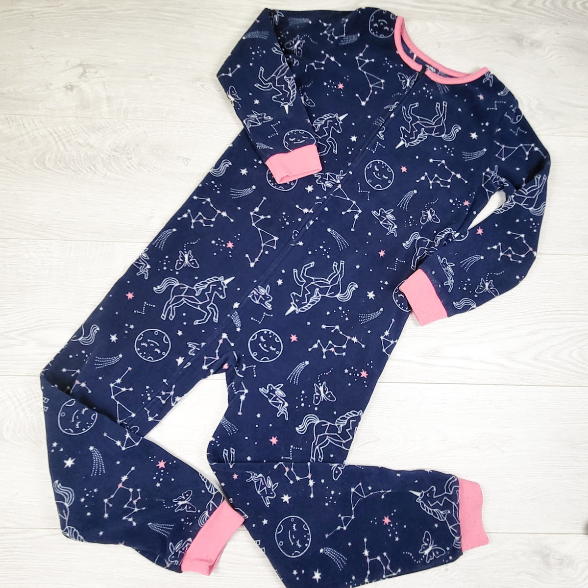 Carters navy zippered fleece sleeper with star constellations - Size 7