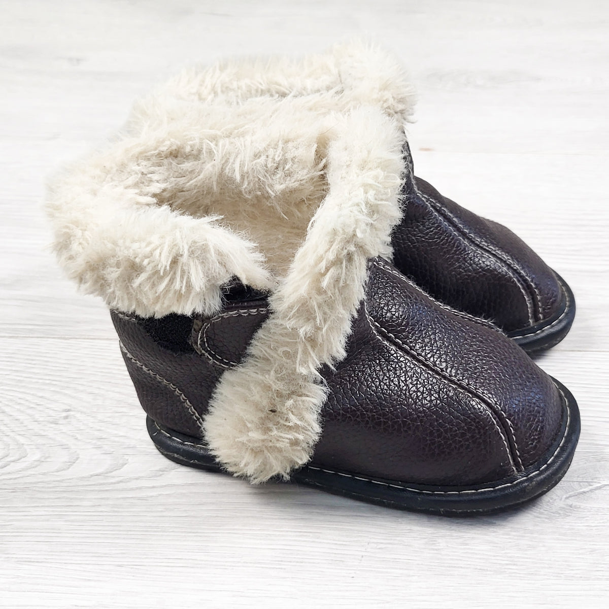 Jack and Lily chocolate brown booties - Size 18 to 24 months