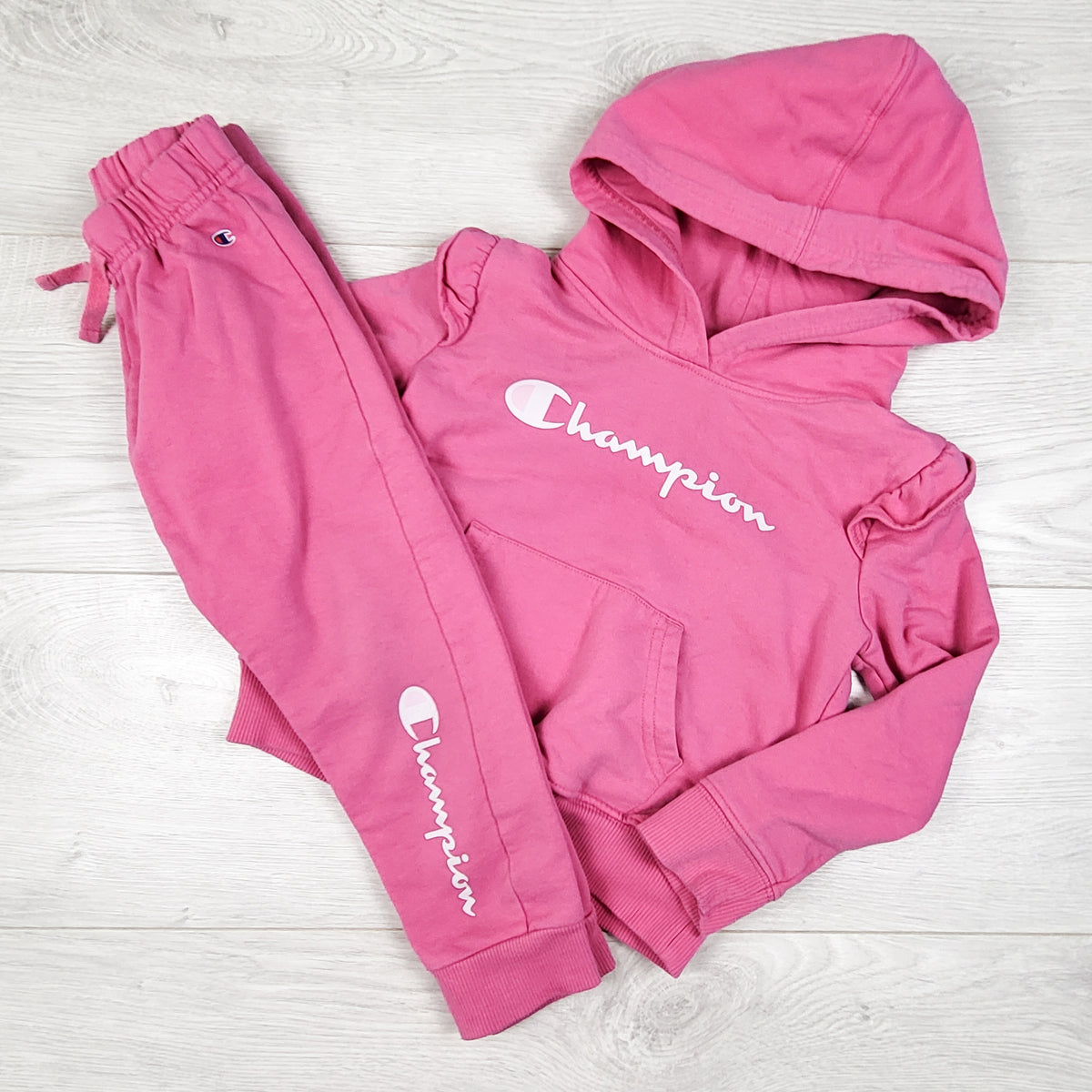 Champion pink fleecy lined 2pc hoodie set - Size 18 to 24 months