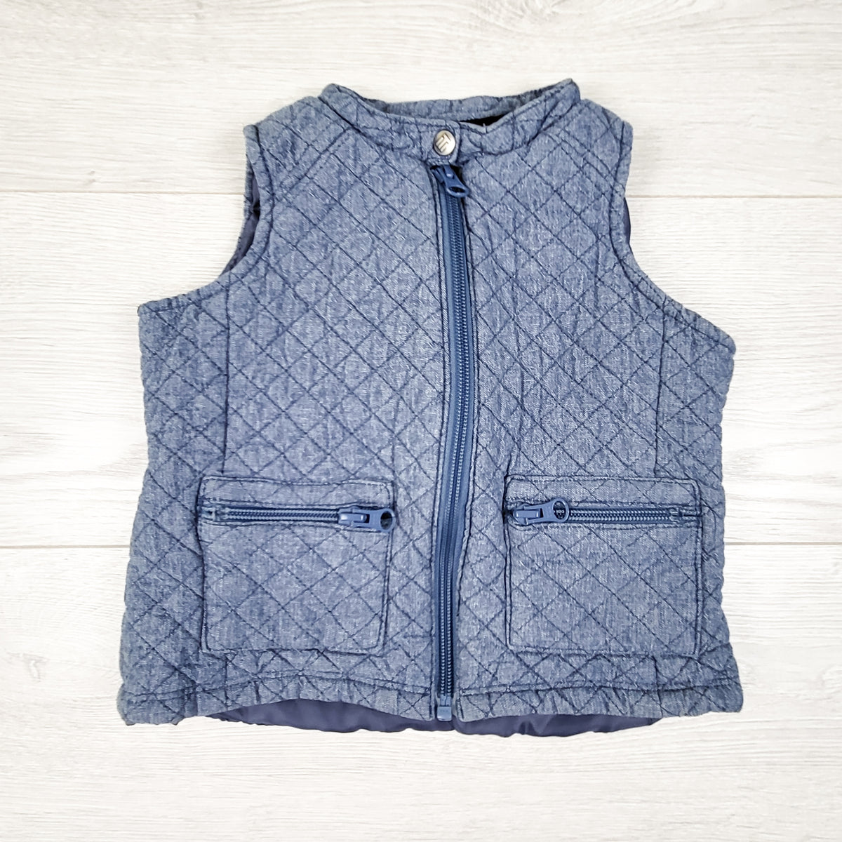 Tractor chambray quilted vest - Size 3T