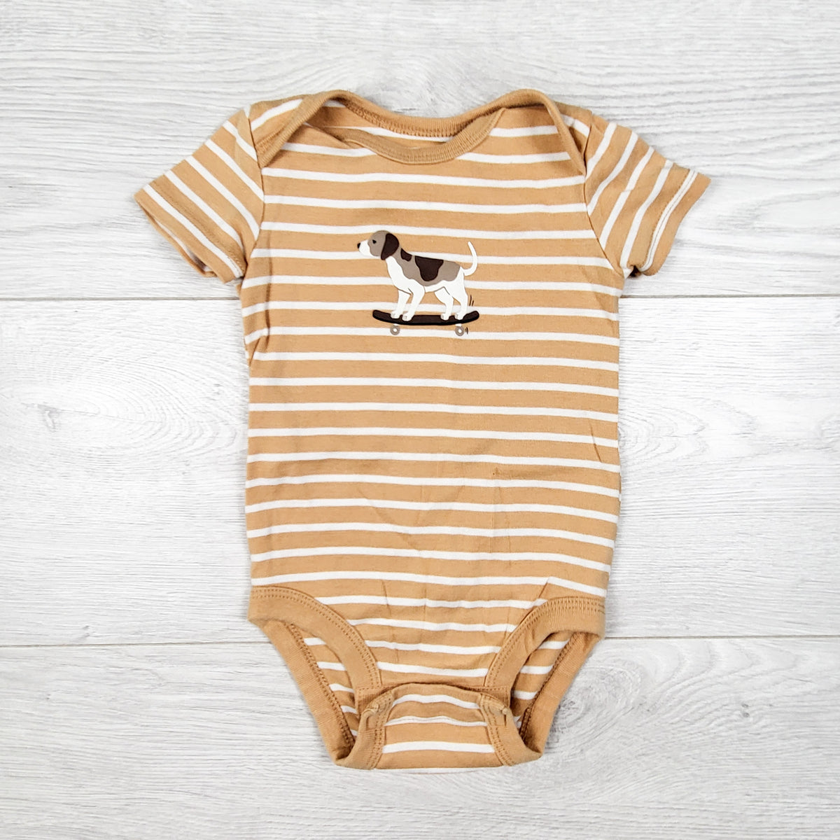 Pekkle striped bodysuit with dog - Size 9 months