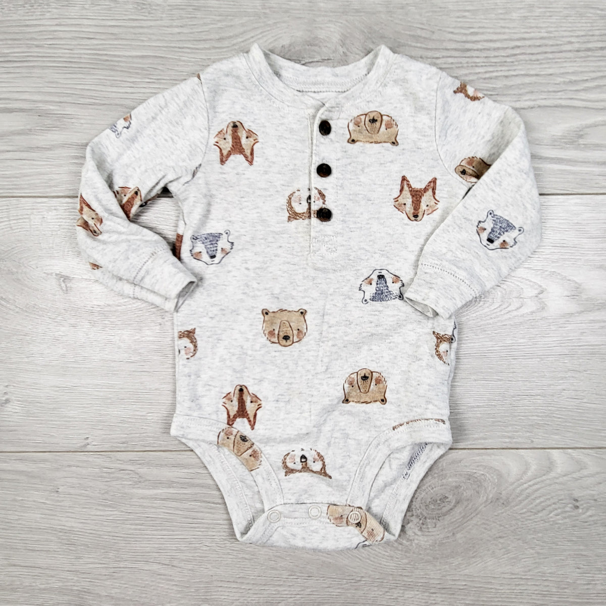 Carters grey bodysuit with woodland animals - Size 6 months