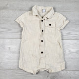 Old Navy beige striped button down romper - Size 12 to 18 months